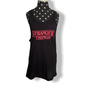Stranger Things Womens‎ Tank Top Sz XS Black Red H&M Netflix Collab Cotton NEW